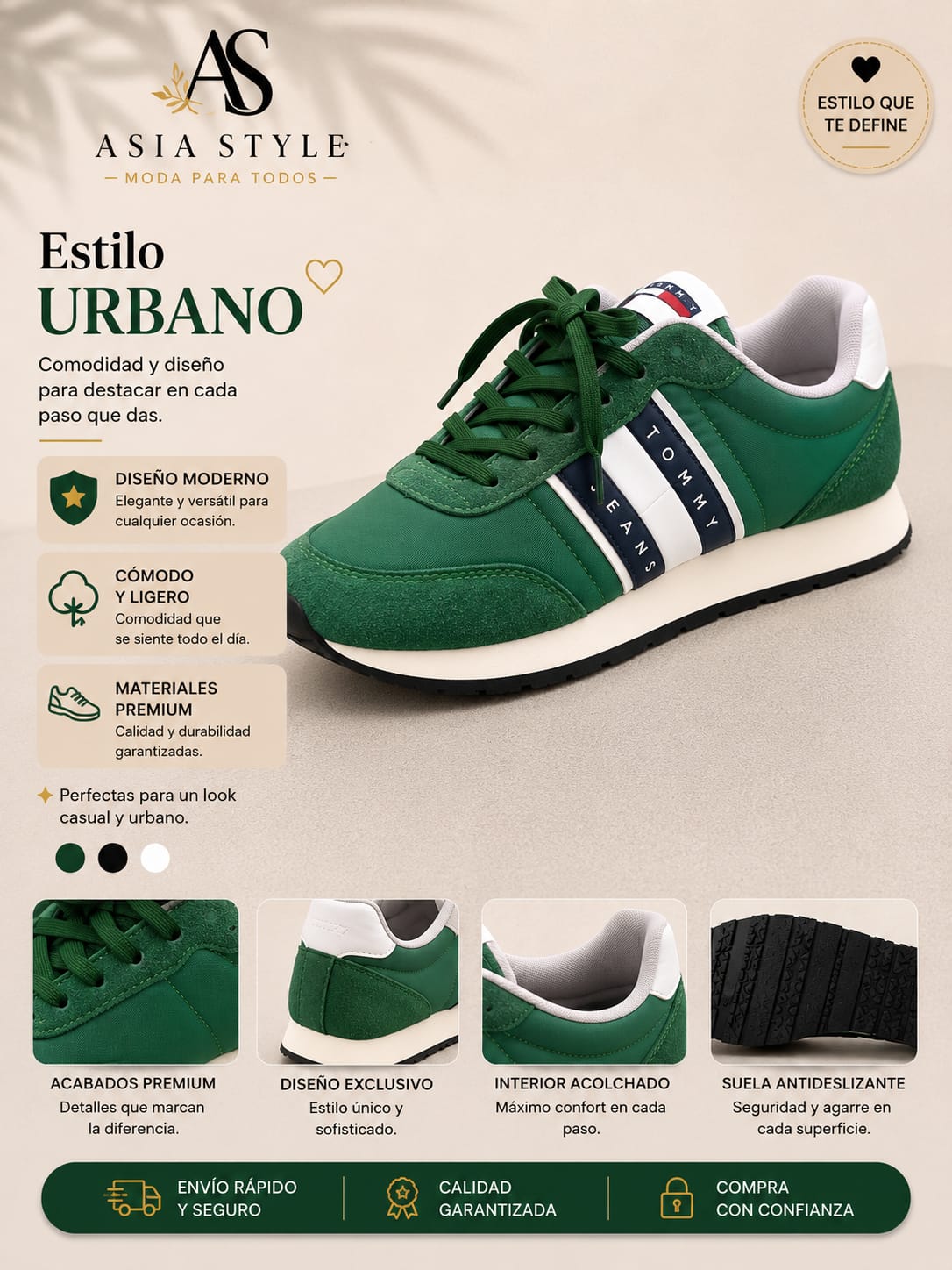 Zapatillas Tommy Jeans Urban Style – Verde Premium