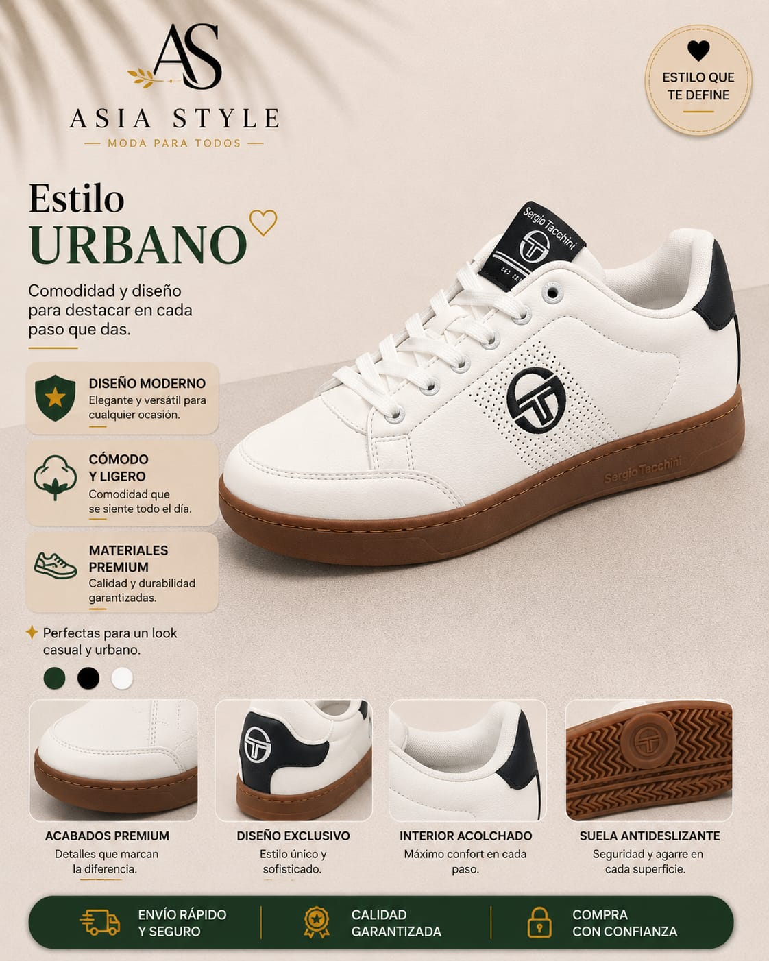 Zapatillas Sergio Tacchini Urban Premium – Blanco & Marrón
